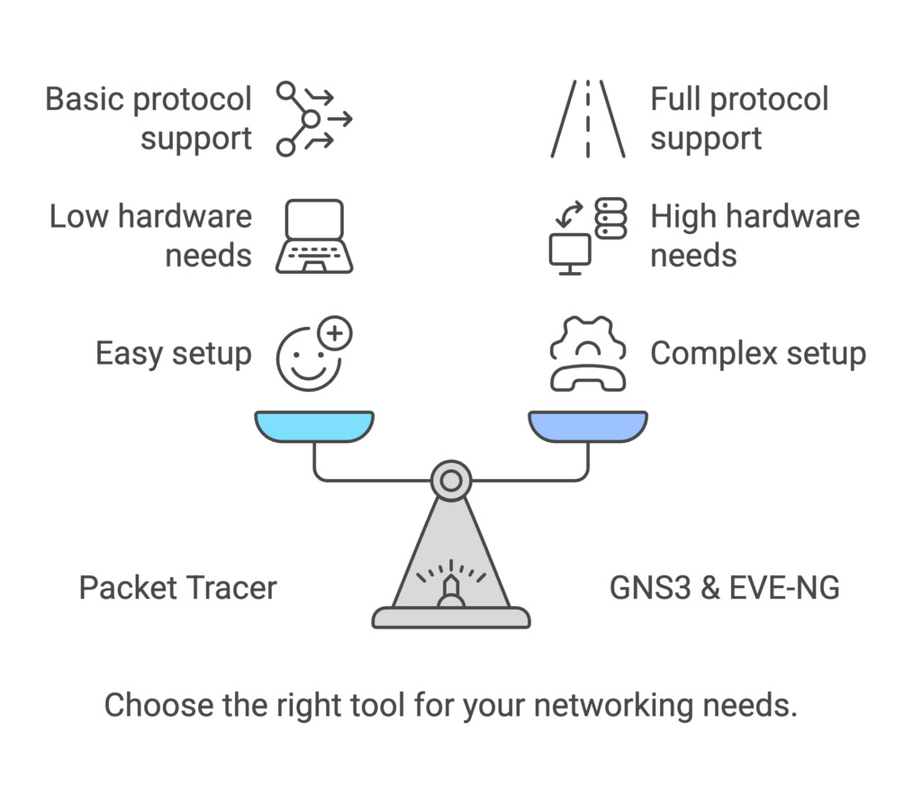 Comparing Packet Tracer, GNS3, and EVE-NG_ Simulation vs. Emulation